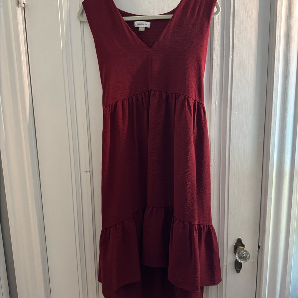 Calvin Klein Wine High Low Dress